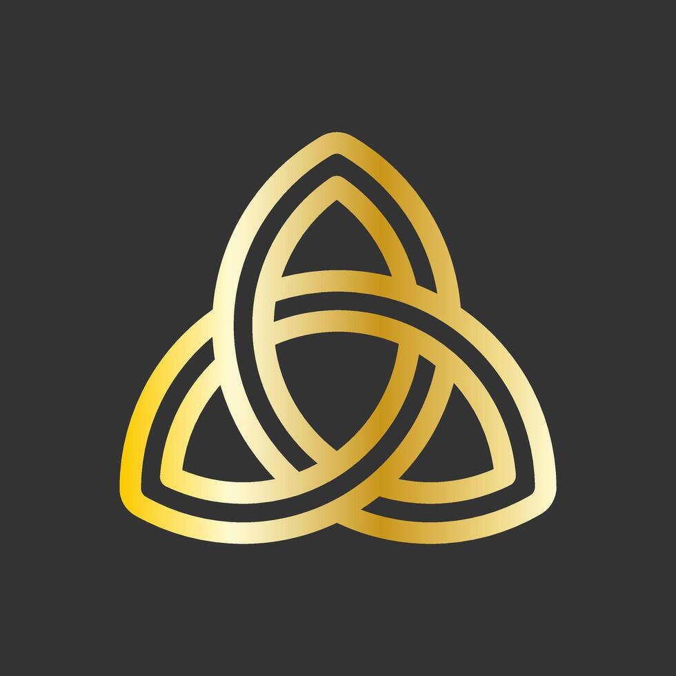 Symbol of peace. Golden triangle sign. Trinity, cross knot. Endless loop. Vector