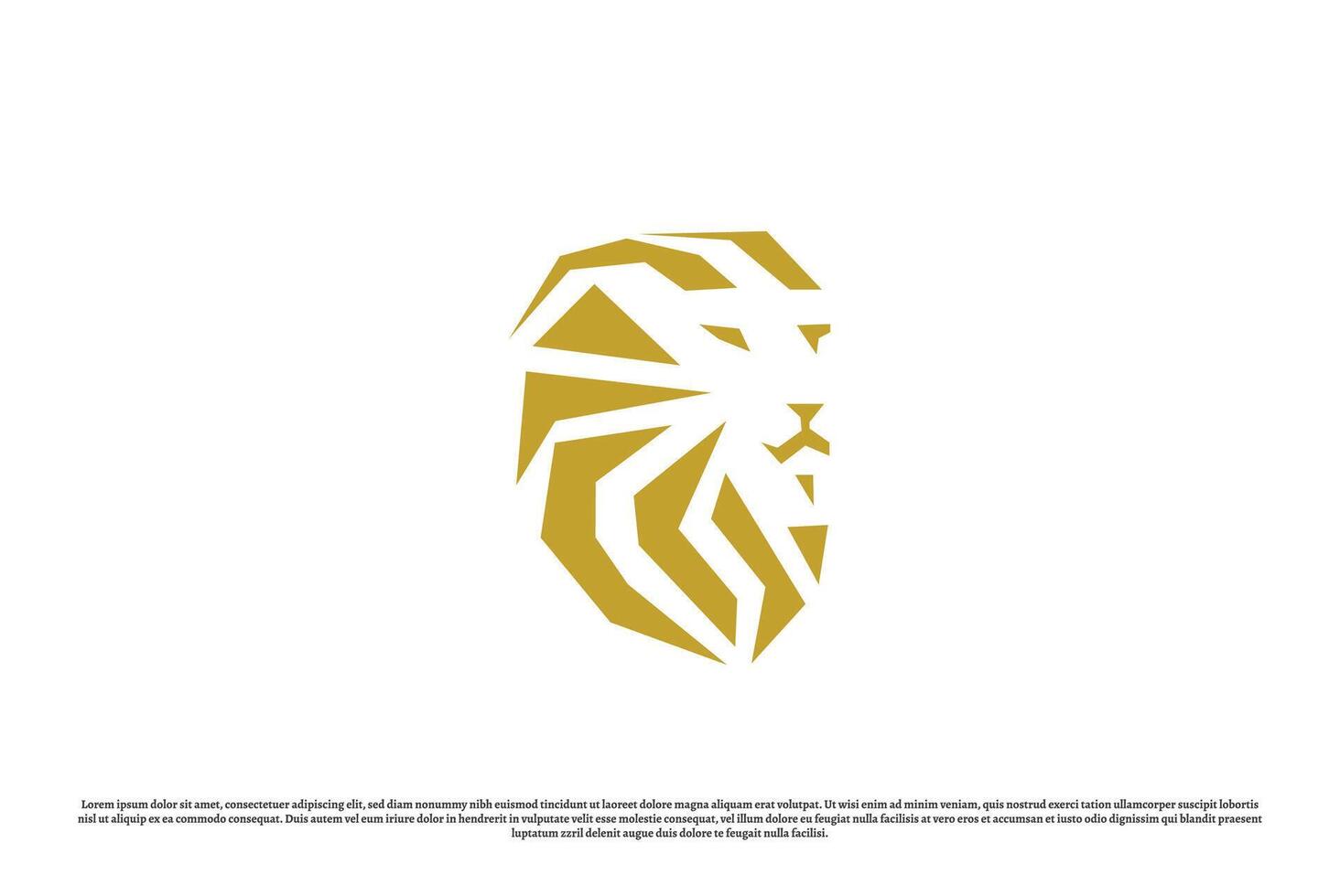Lion face logo design illustration. Animal silhouette lion claws fangs hair brave authority peaceful calm king zoo. Creative unique abstract simple flat icon symbol honor pride elegant luxury crest. vector