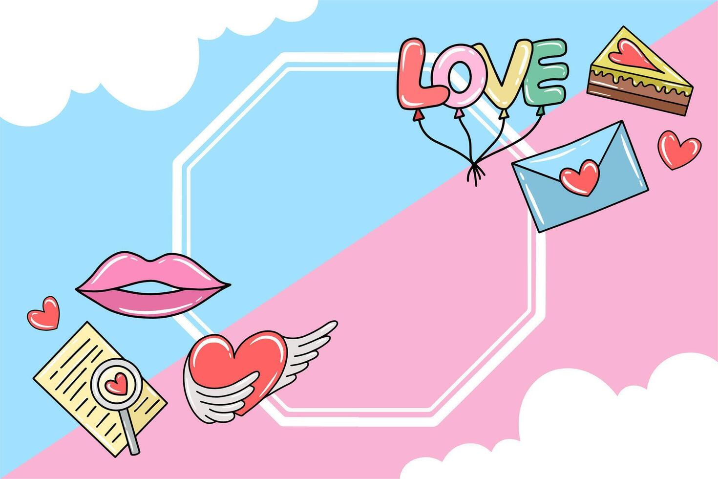 Valentine Background with Frame Decoration vector
