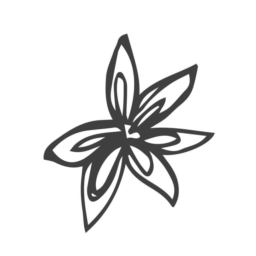 Flowers icon. Hand drawn simple black outline vector illustration