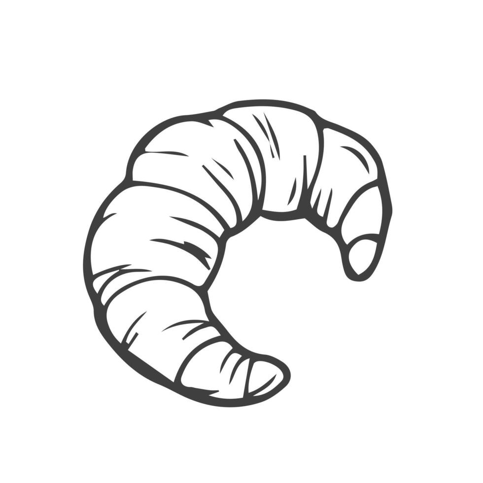 garabato de croissant, una ilustración de garabato vectorial dibujada a mano de un croissant. vector
