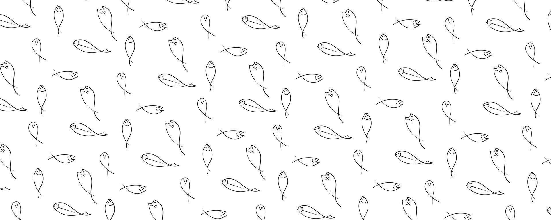 Seamless pattern with hand drawn fish. Can be used for wallpaper, pattern fills, web page background,surface textures. vector