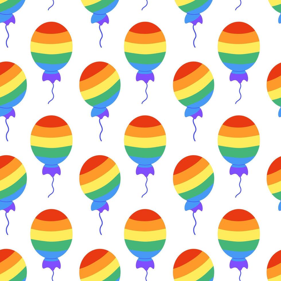 Seamless Pattern with LGBT Rainbow Balloon. LGBTQ background. Symbol of the LGBT pride community. Flat vector illustration.