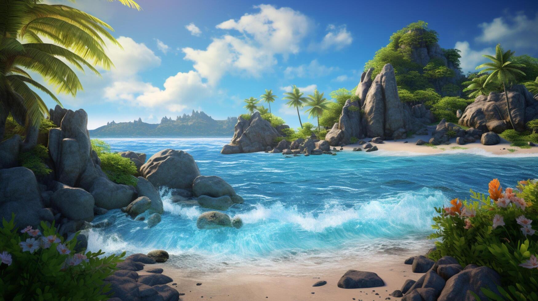 AI generated Ocean Getaway Adventure Background photo