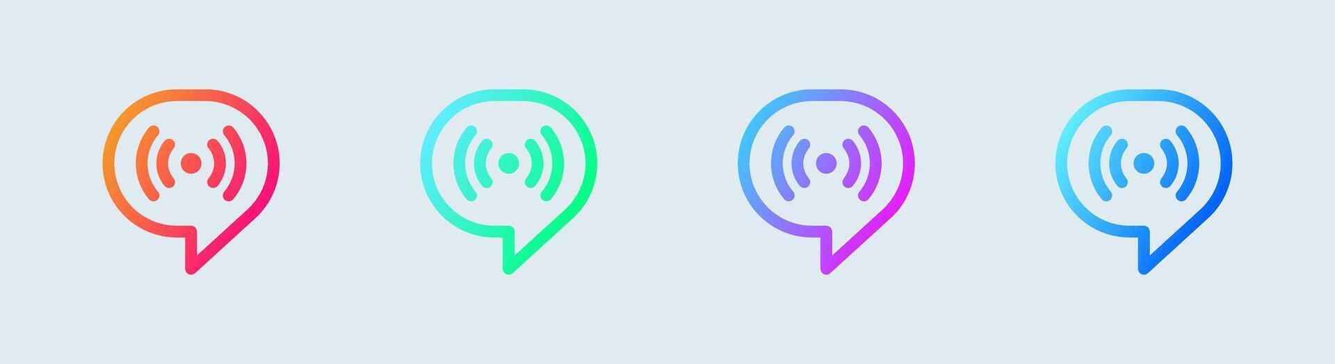 Broadcast channel line icon in gradient colors. Chat group signs vector illustration.