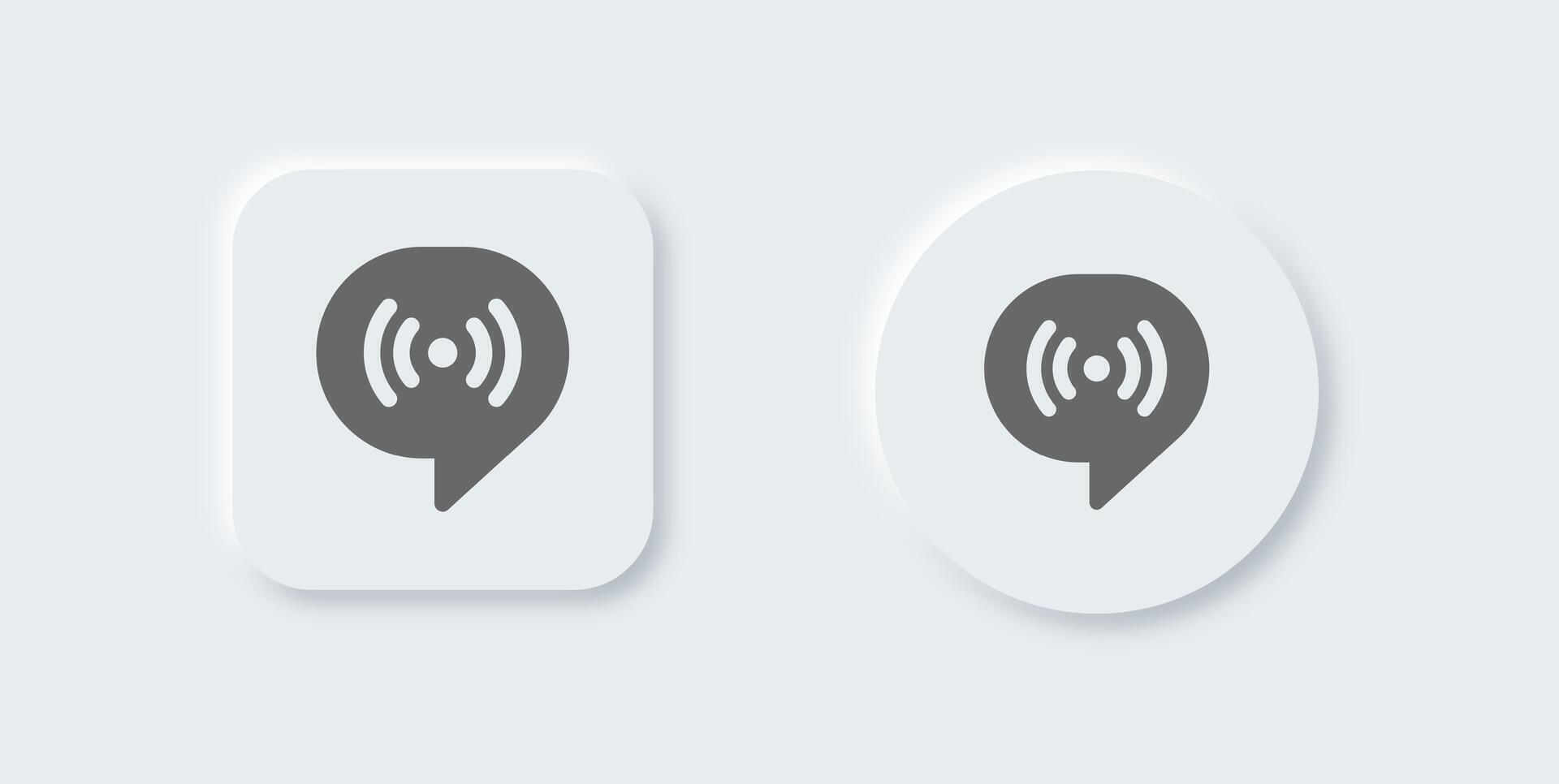 Broadcast channel solid icon in neomorphic design style. Chat group signs vector illustration.