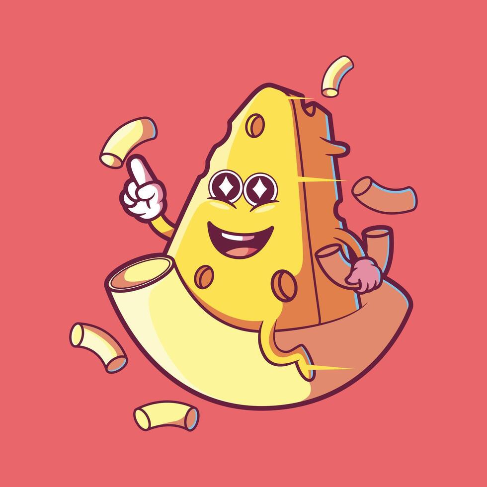 Mac y queso personaje vector ilustración. alimento, marca diseño concepto.