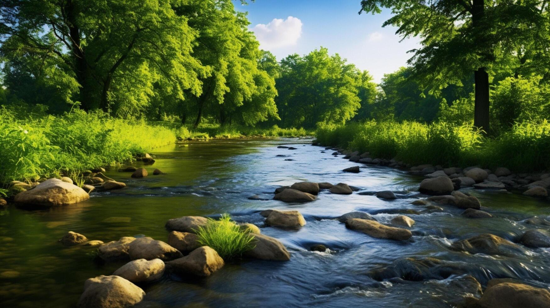 ai generado río naturaleza antecedentes foto