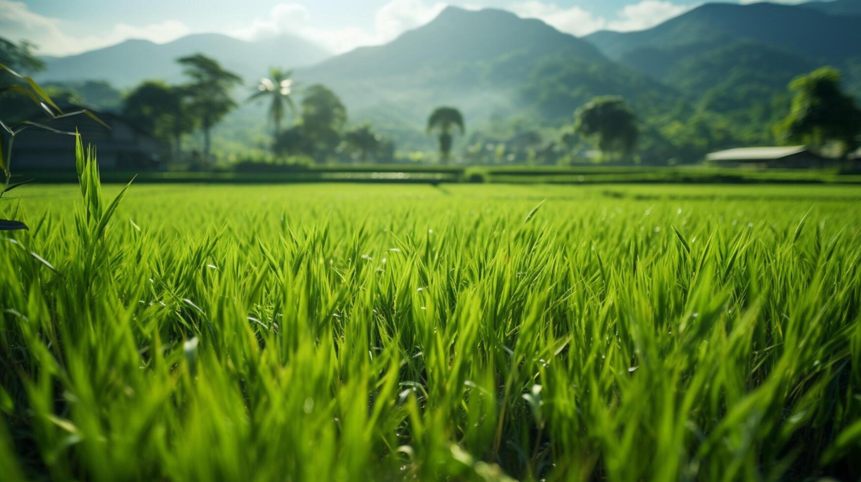 AI generated Rice Paddy Nature Background photo