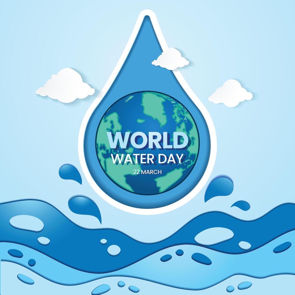 Illustration of World Water Day in Papercut Style vector