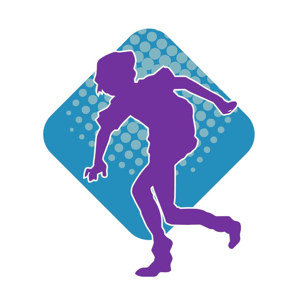 Silhouette of a female dancer in action pose. Silhouette of a slim woman in dancing pose. vector