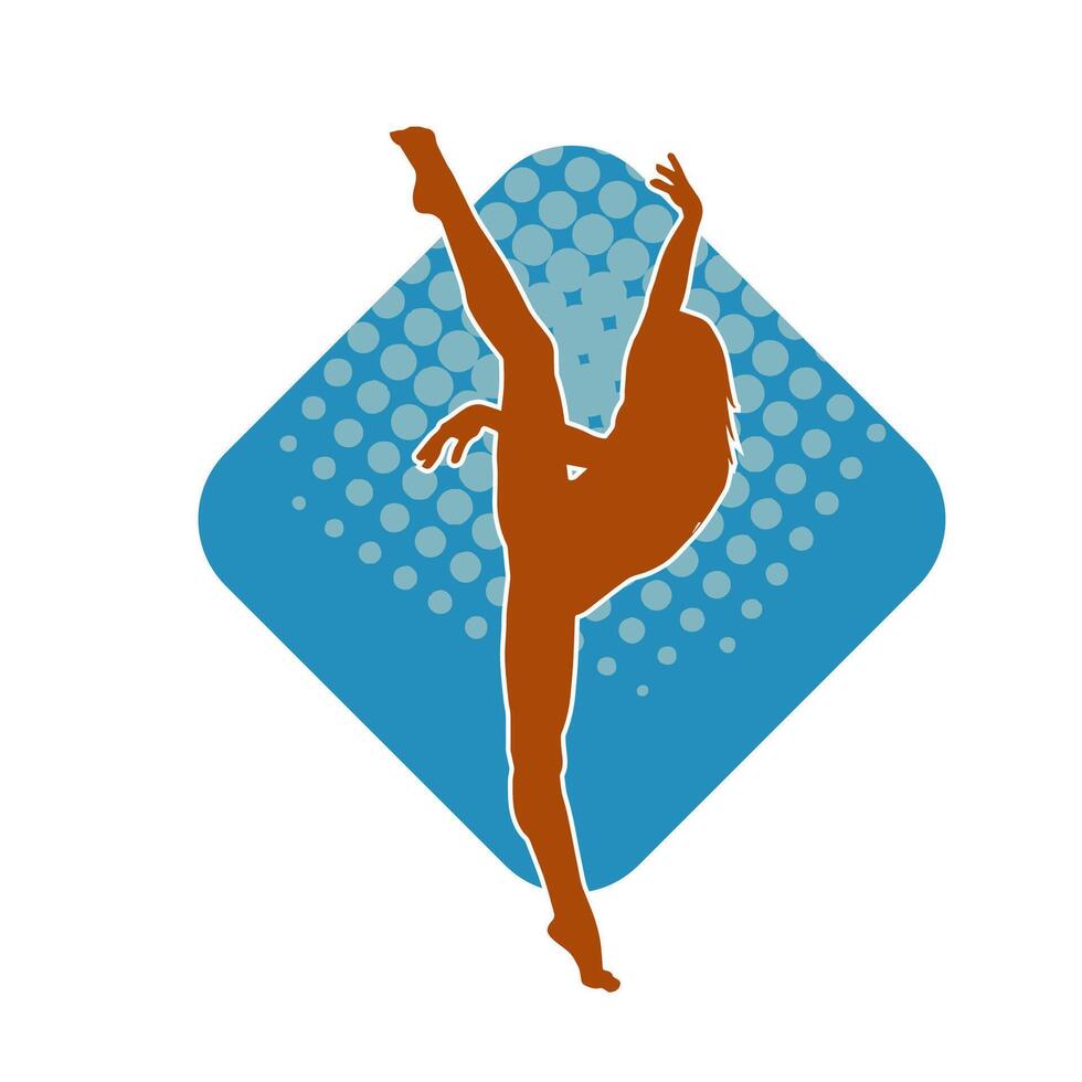 Silhouette of a female ballet dancer in action pose. Silhouette of a ballerina girl dancing pose. vector