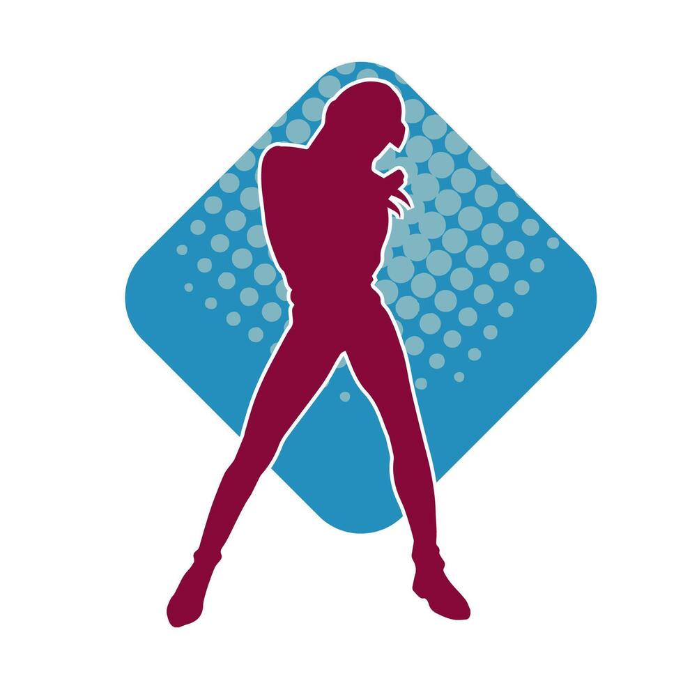 Silhouette of a female dancer in action pose. Silhouette of a slim woman in dancing pose. vector