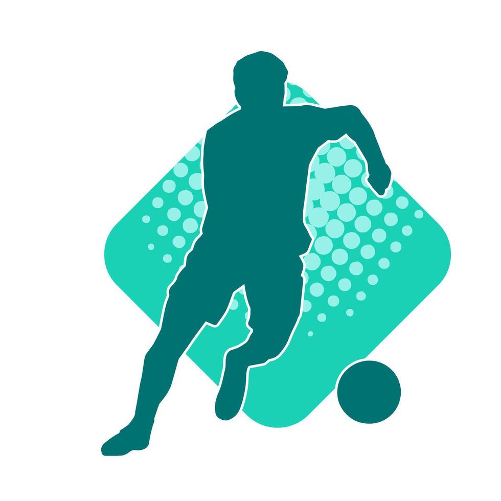 Silhouette of a male soccer player kicking a ball. Silhouette of a football player in action pose. vector