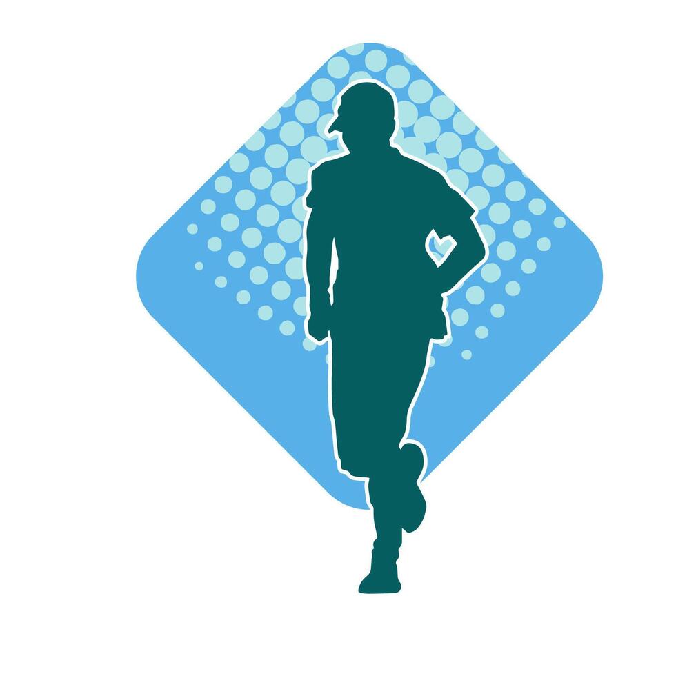 Silhouette of a sporty man in running pose. Silhouette of a male run pose. vector