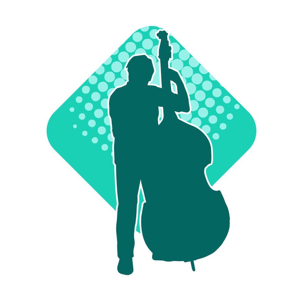 silueta de un clásico músico jugando contrabajo o doble bajo cuerda musical instrumento. vector