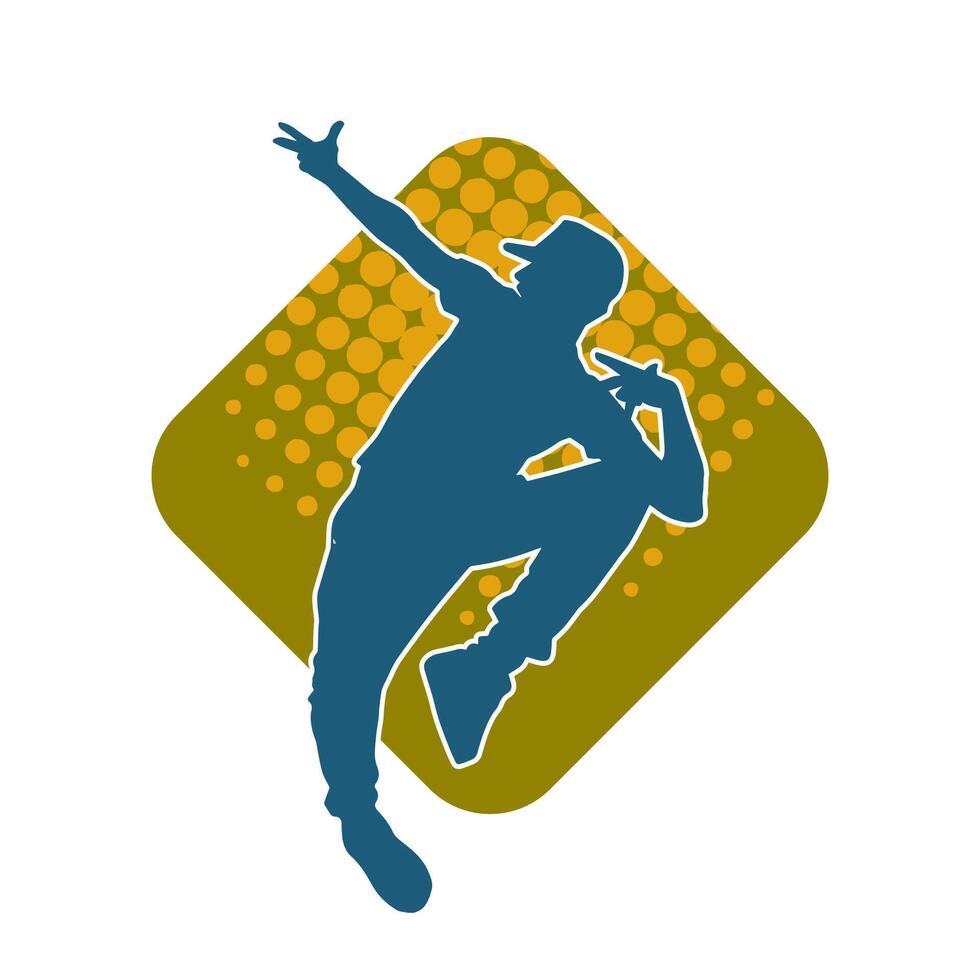 Silhouette of a slim man dancing pose. Silhouette of a male dancer in action pose. vector