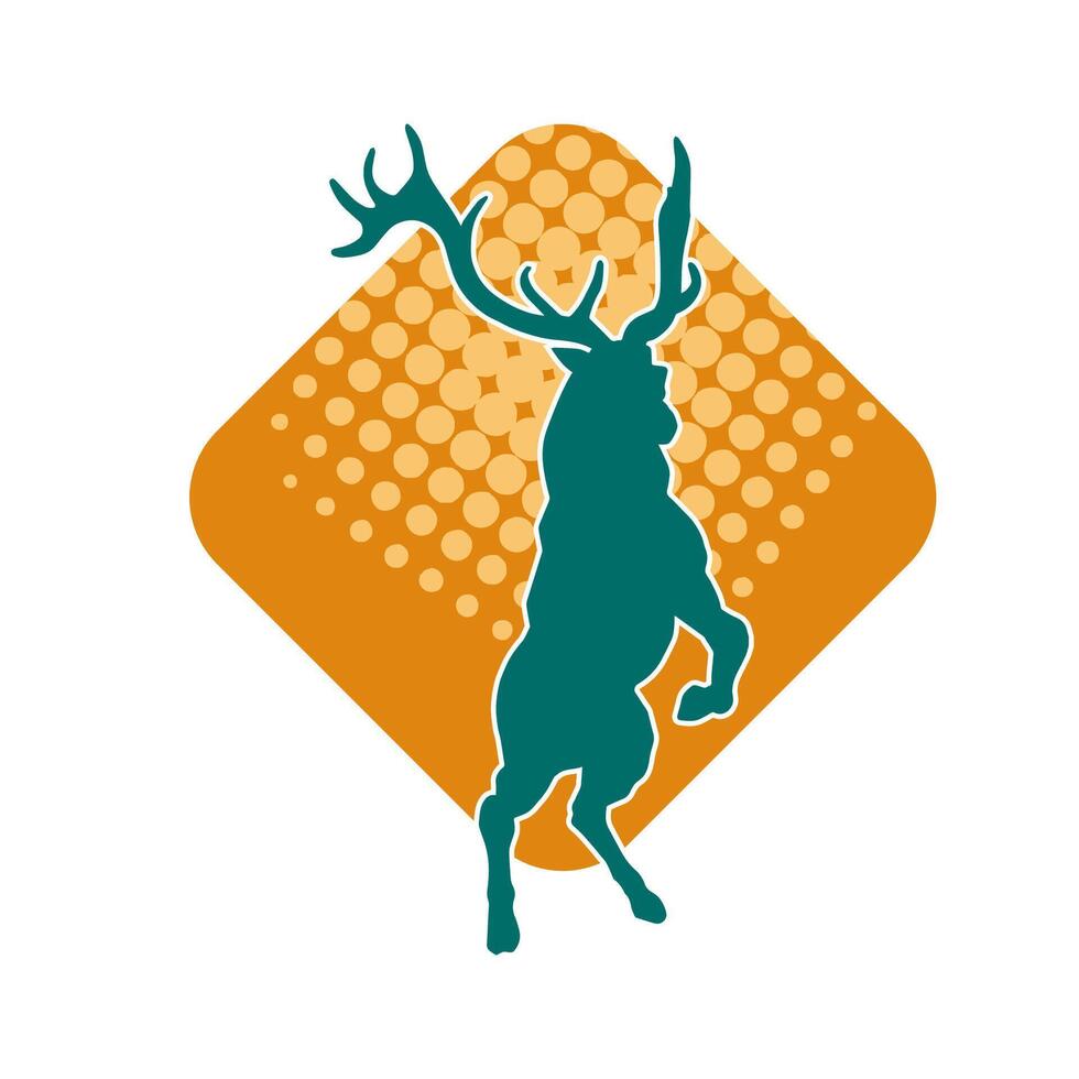 Silhouette of a deer wild forest animal with antlers. vector