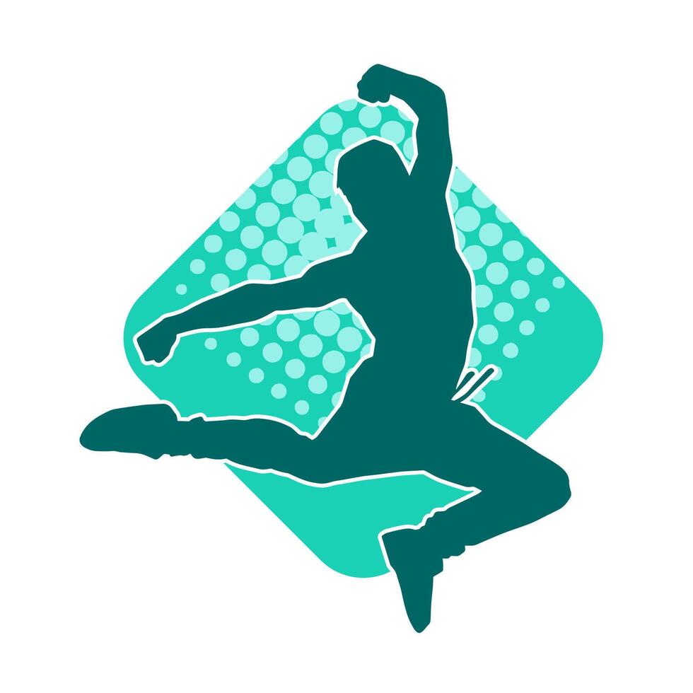 Silhouette of a man in dancing pose. Silhouette of a male dancer in performing pose. vector