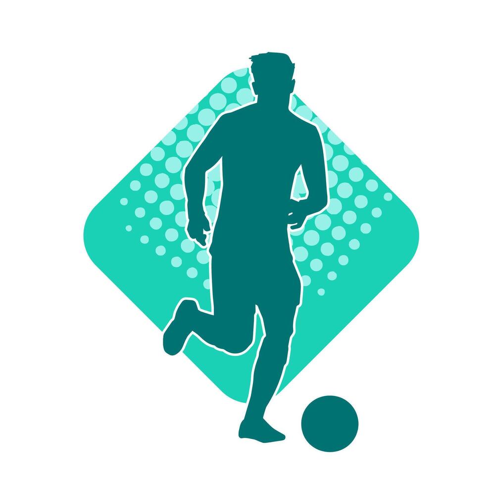 Silhouette of a male soccer player kicking a ball. Silhouette of a football player in action pose. vector