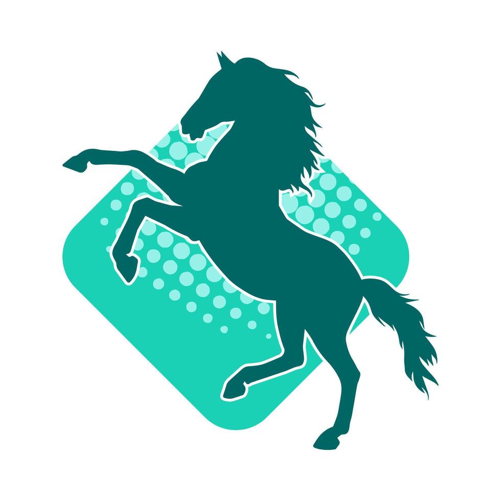 Silhouette of a horse standing on two hind legs. Silhouette of a stallion lifting front legs. vector