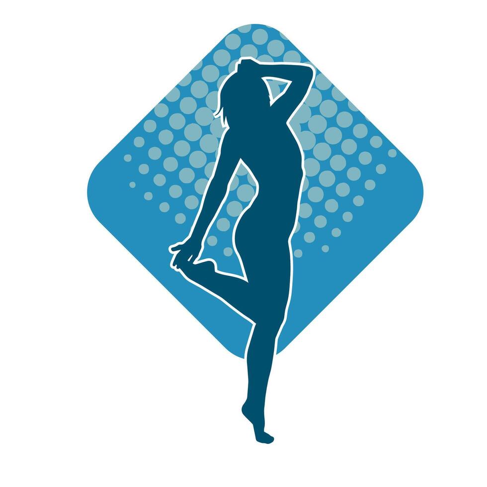 Silhouette of a female dancer in action pose. Silhouette of a slim woman in dancing pose. vector