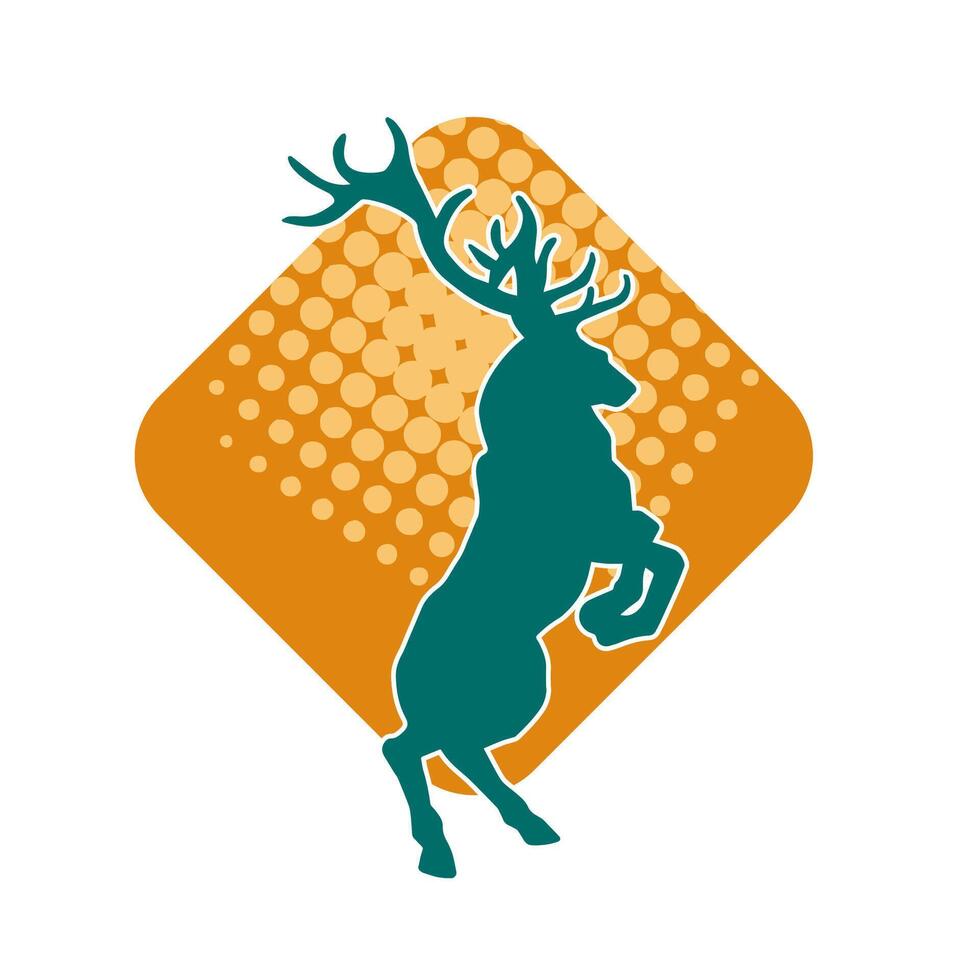 Silhouette of a deer wild forest animal with antlers. vector