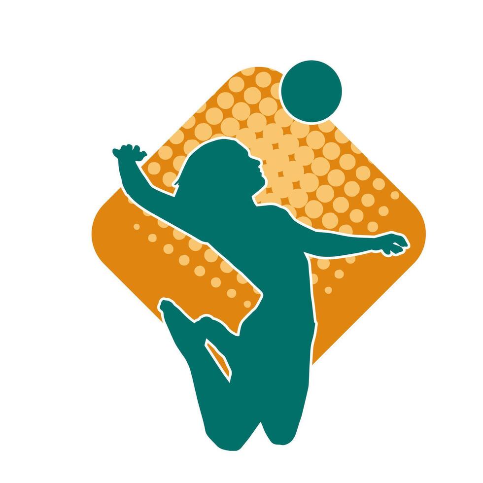 Silhouette of a female volley athlete in action pose. Silhouette of a woman playing volley ball sport. vector