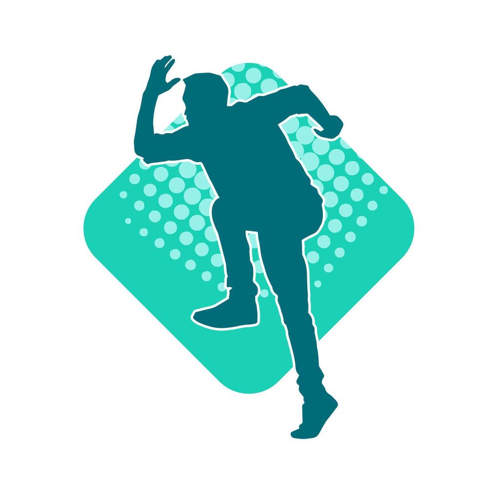 Silhouette of a man in dancing pose. Silhouette of a male dancer in performing pose. vector