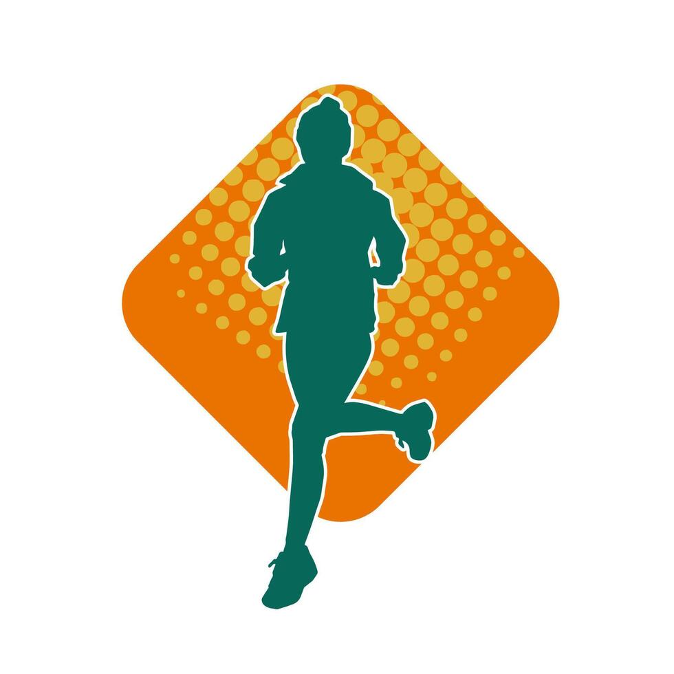 Silhouette of a sporty woman in running pose. Silhouette of a female run pose. vector