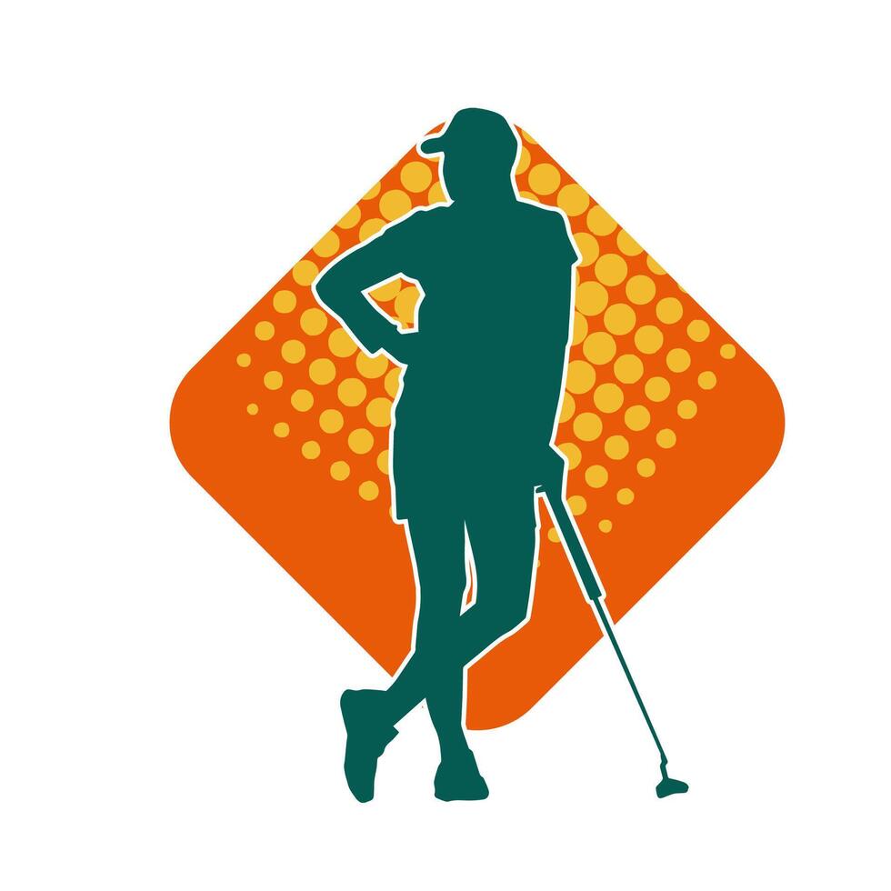 silueta de un mujer jugando golf. silueta de un hembra golfista en acción pose. vector