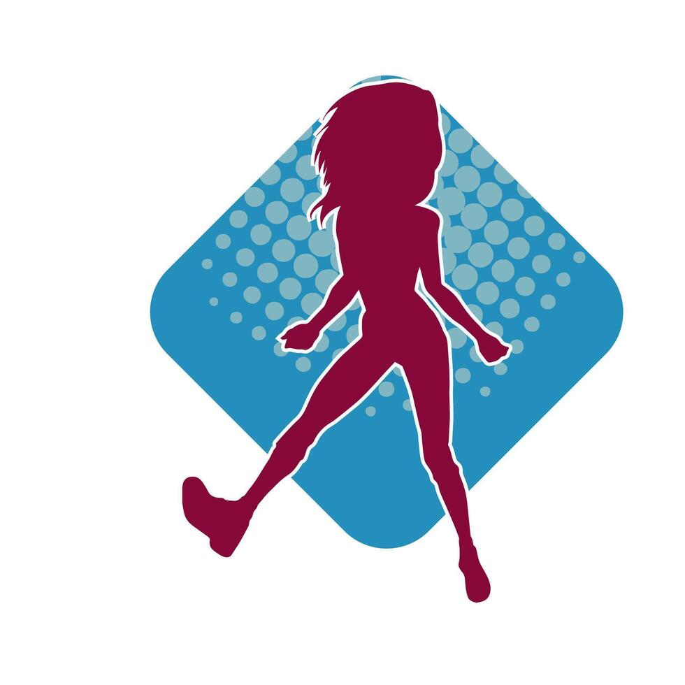 Silhouette of a female dancer in action pose. Silhouette of a slim woman in dancing pose. vector