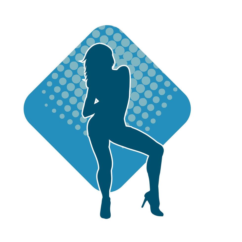 Silhouette of a female dancer in action pose. Silhouette of a slim woman in dancing pose. vector