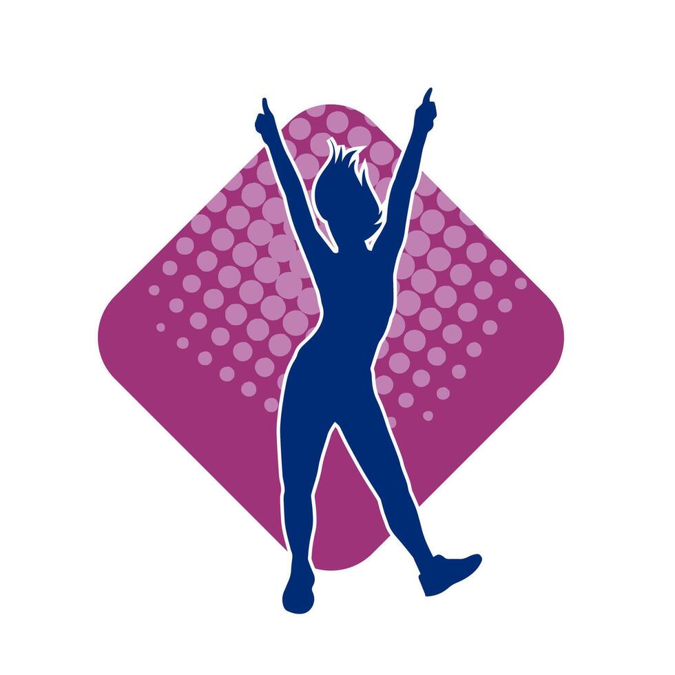 Silhouette of a female dancer in action pose. Silhouette of a slim woman in dancing pose. vector