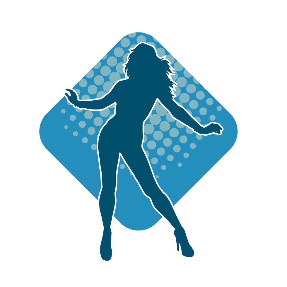 Silhouette of a slim female in dance pose. Silhouette of a woman dancing. vector