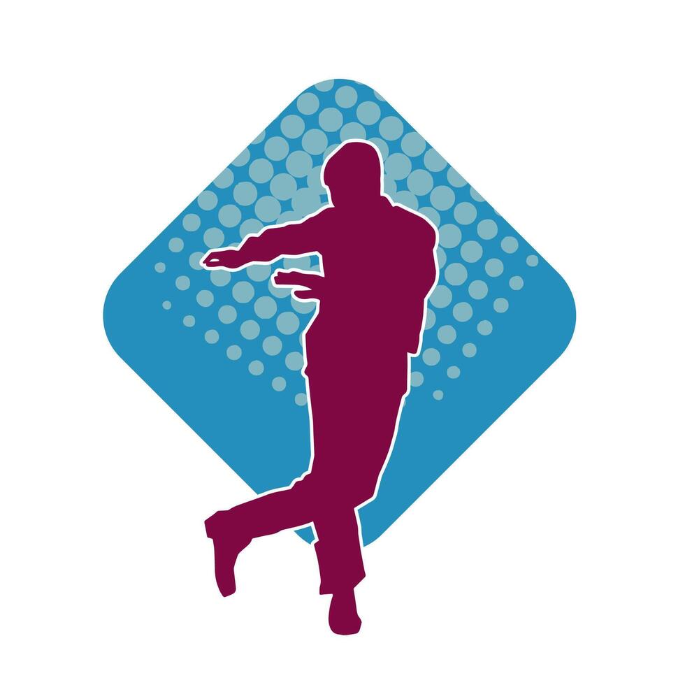 Silhouette of a slim man dancing pose. Silhouette of a male dancer in action pose. vector