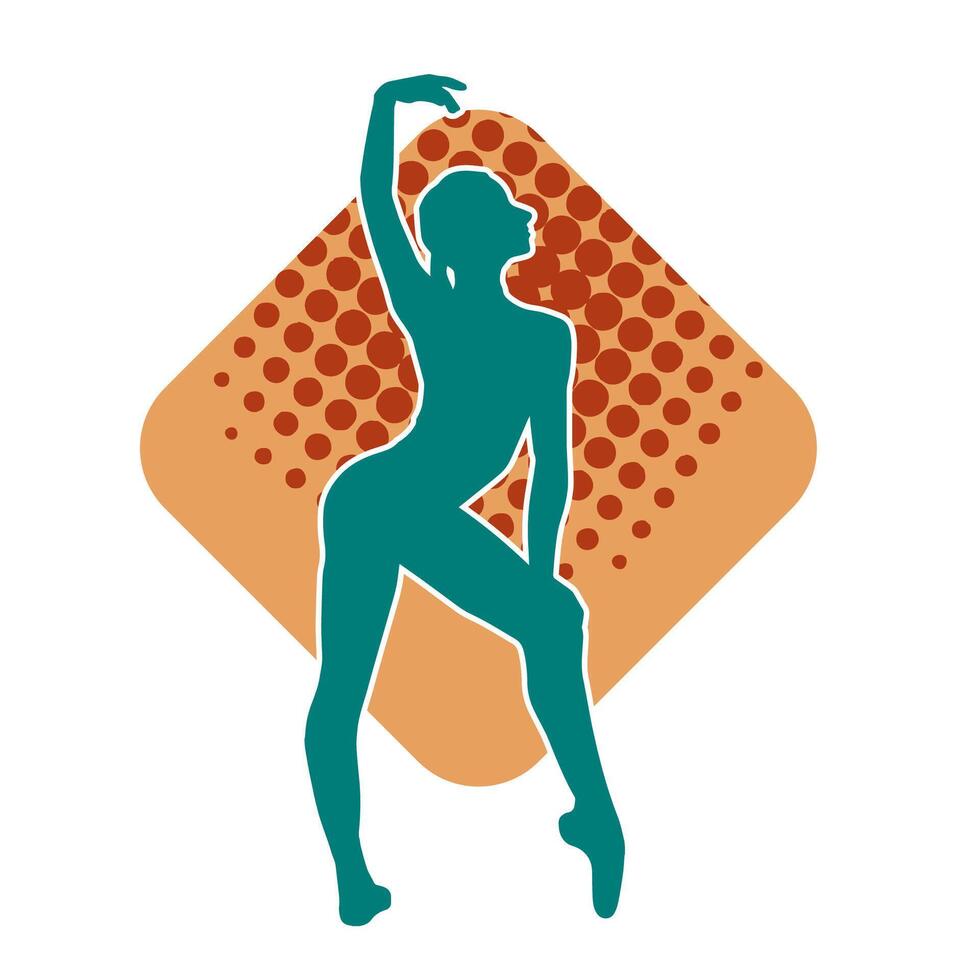 Silhouette of a female ballet dancer in action pose. Silhouette of a ballerina girl dancing pose. vector