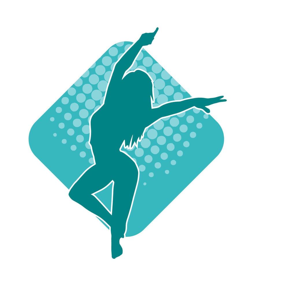 Silhouette of a female ballet dancer in action pose. Silhouette of a ballerina girl dancing pose. vector