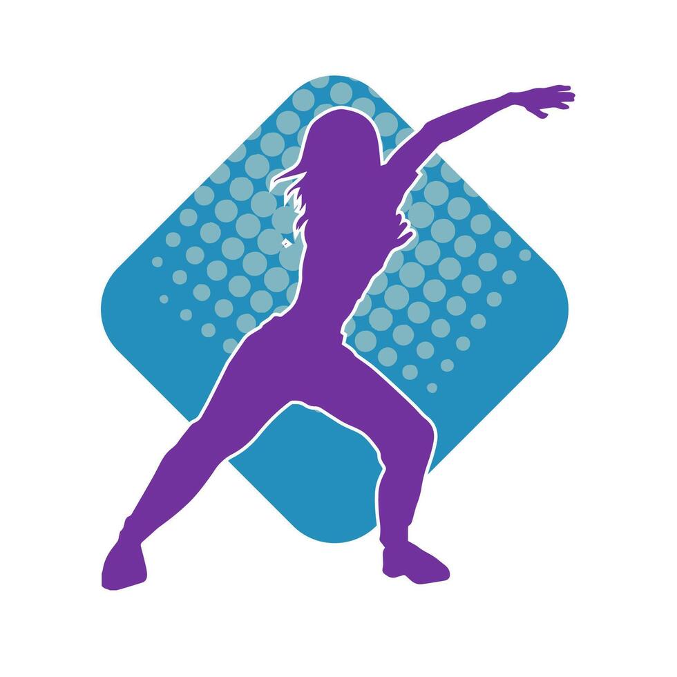 Silhouette of a female dancer in action pose. Silhouette of a slim woman in dancing pose. vector