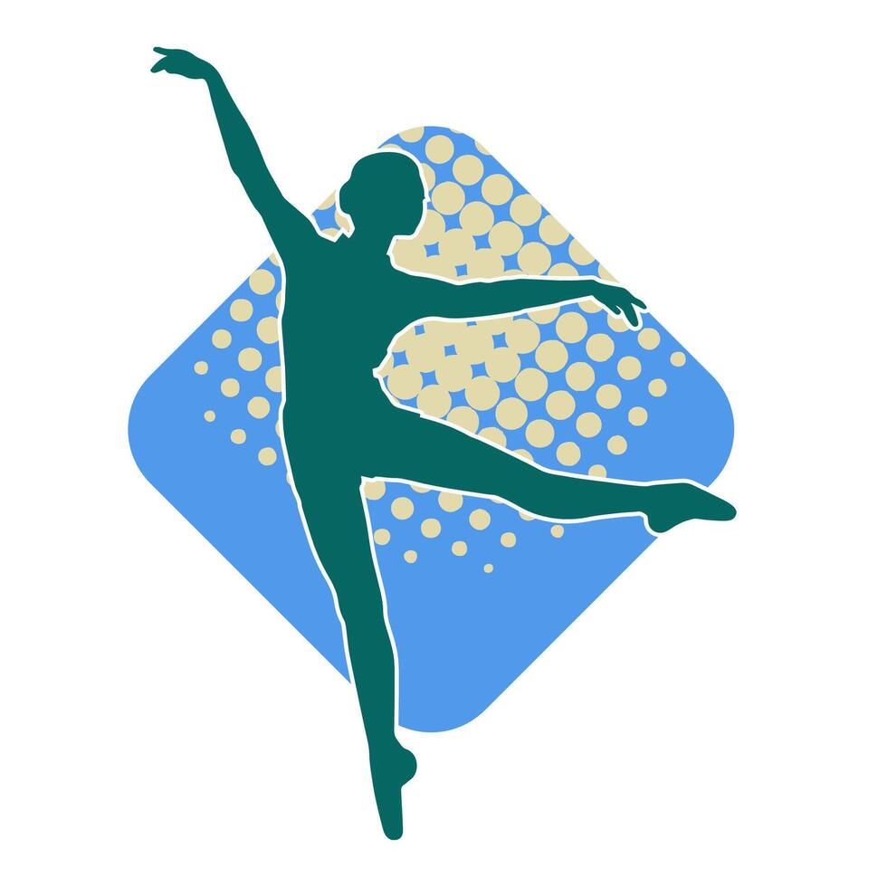 Silhouette of a female ballet dancer in action pose. Silhouette of a ballerina girl dancing pose. vector