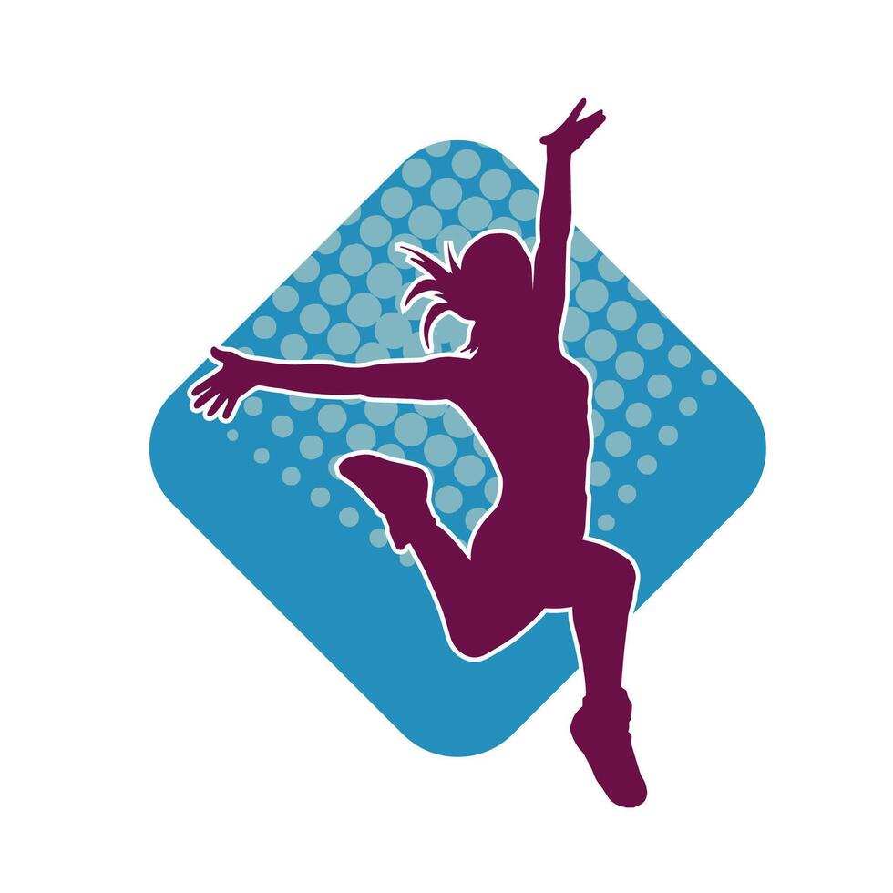 Silhouette of a casual female in a dancing pose. Silhouette of a dancer woman in action pose. vector