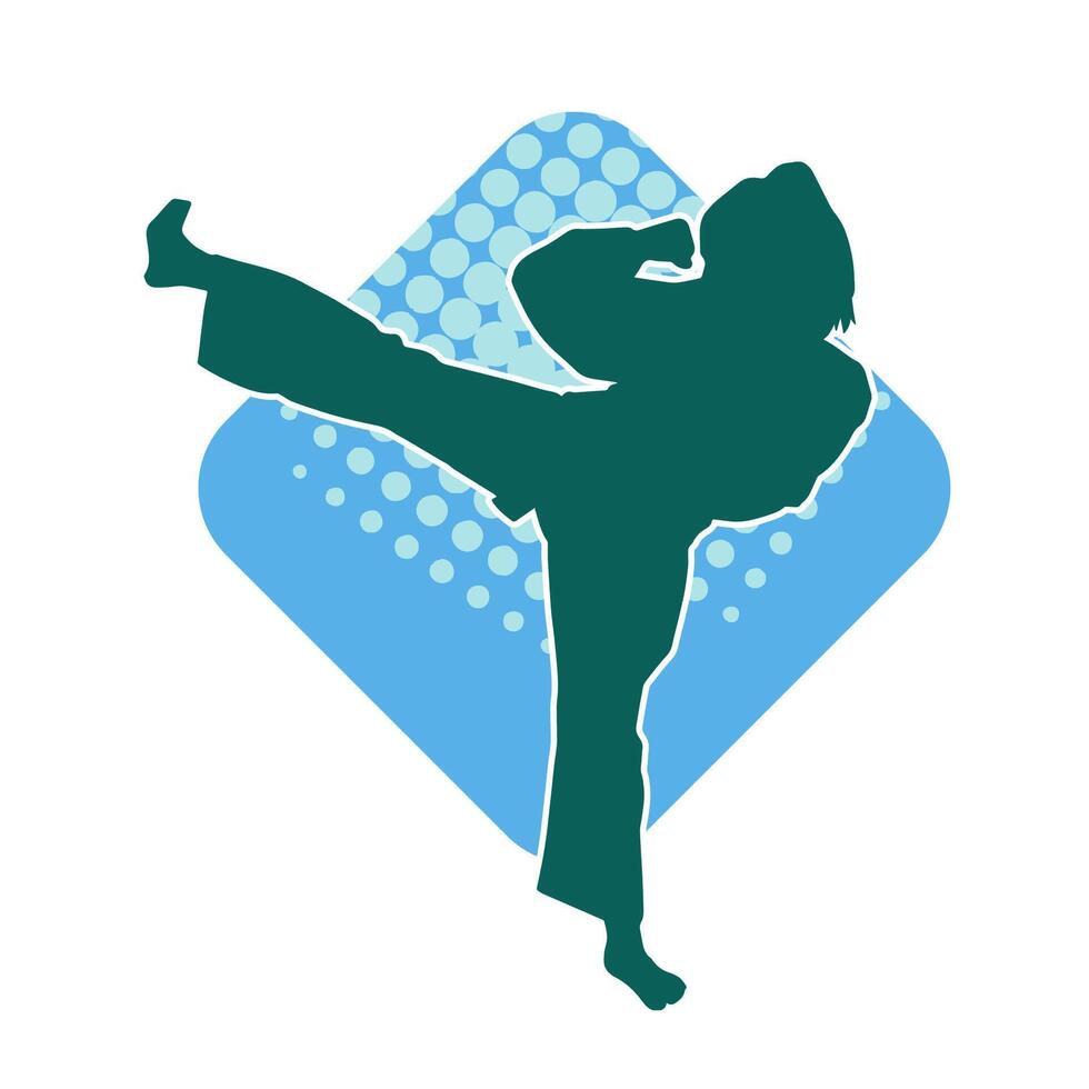 silueta de un mujer haciendo un marcial Arte patada. silueta de un deportivo hembra haciendo pateando movimienot. vector
