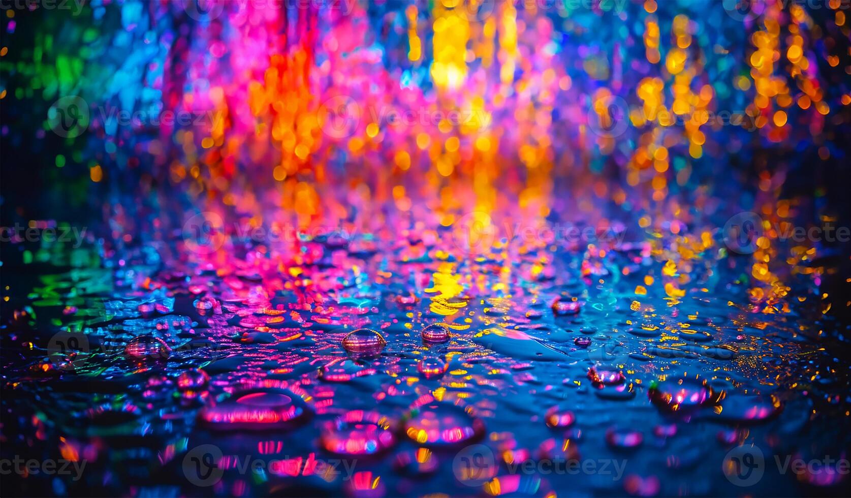 AI generated Raindrops in Holiday Lights photo