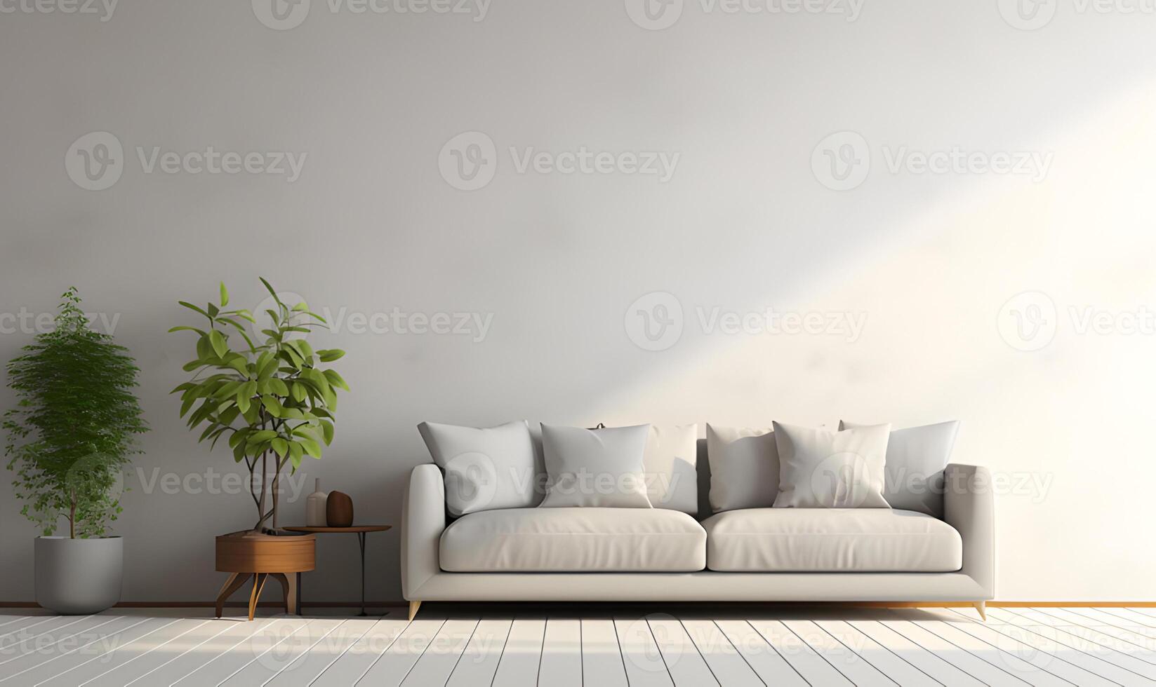 Empty room with sunlight shining, large window. White and gray gradient soft light background of studio for artwork design. photo