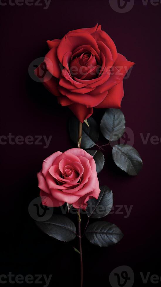AI generated two roses are shown in front of each other photo