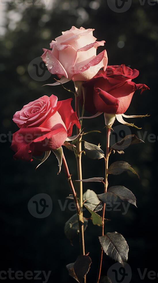 AI generated two roses are shown in front of each other photo