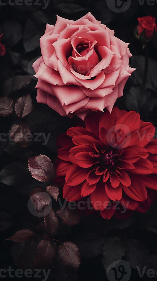 AI generated two roses are shown in front of each other photo