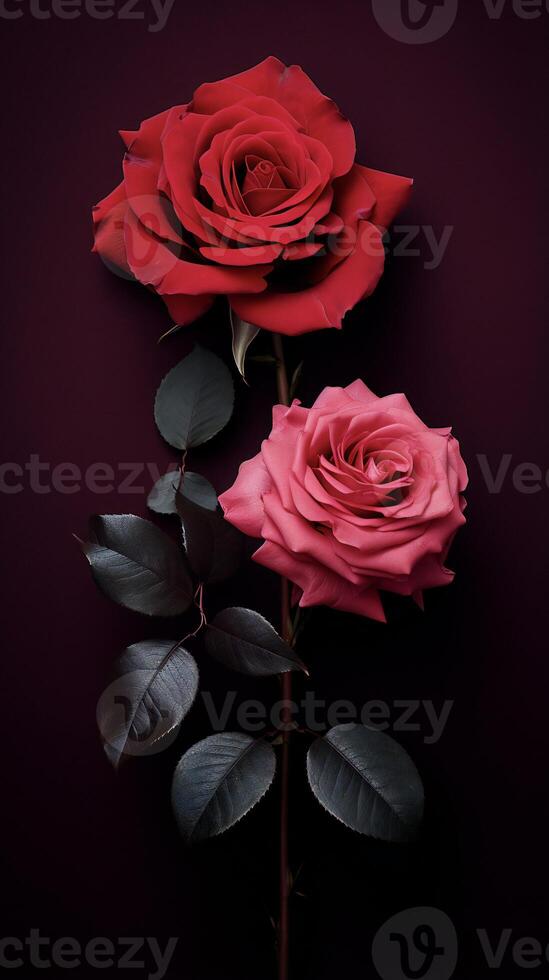 AI generated two roses are shown in front of each other photo