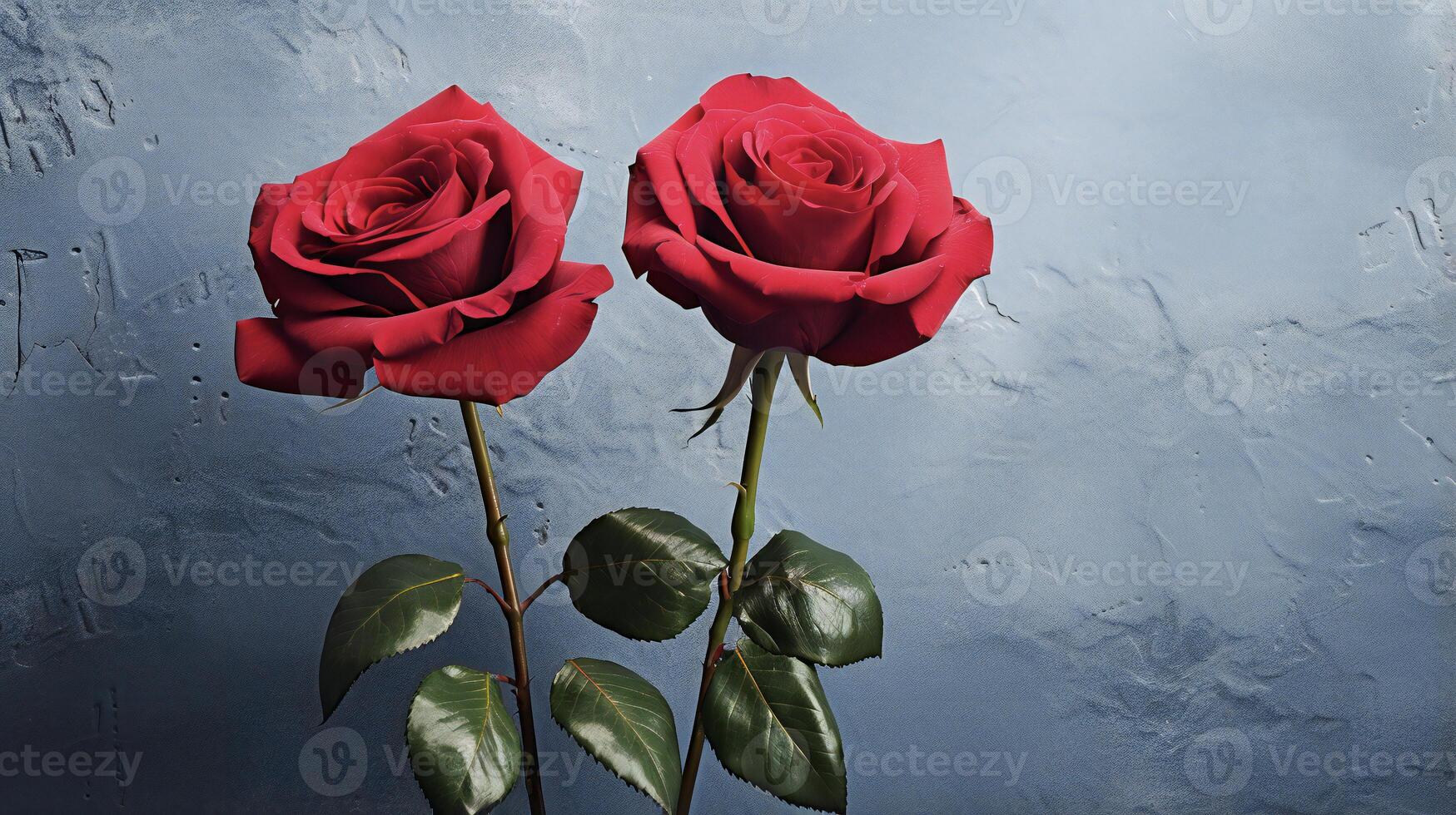 AI generated two red roses are shown against a dark background photo