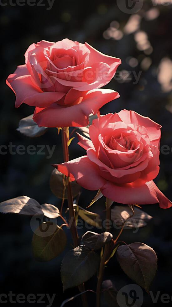 AI generated two roses are shown in front of each other photo